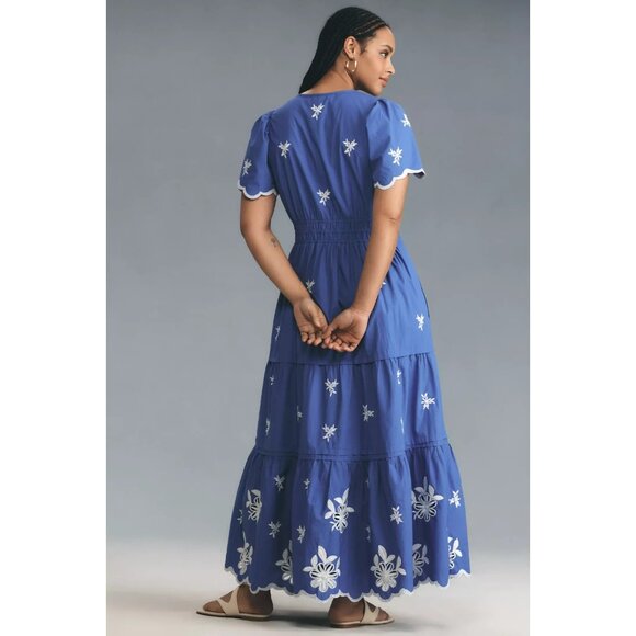 NWT Anthropologie Somerset Maxi in Blue Embroidered Edition Dress 2X - Picture 7 of 10